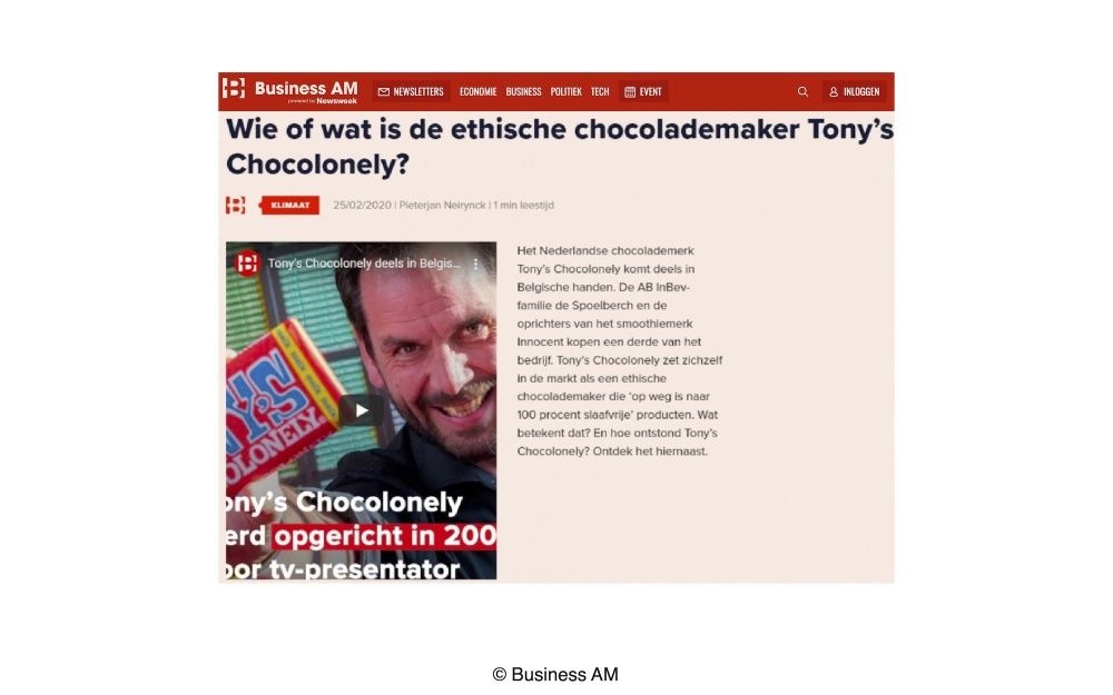 VERLINVEST & JAMJAR INVEST IN TONY'S CHOCOLONELY