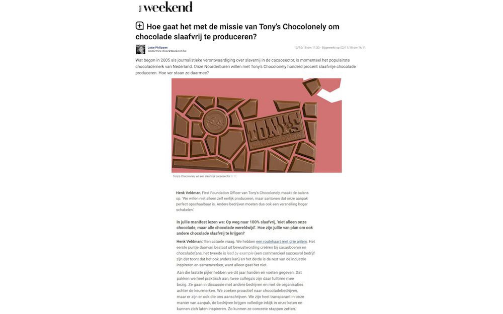 TONY'S CHOCOLONELY: WEEK VAN DE FAIRTRADE